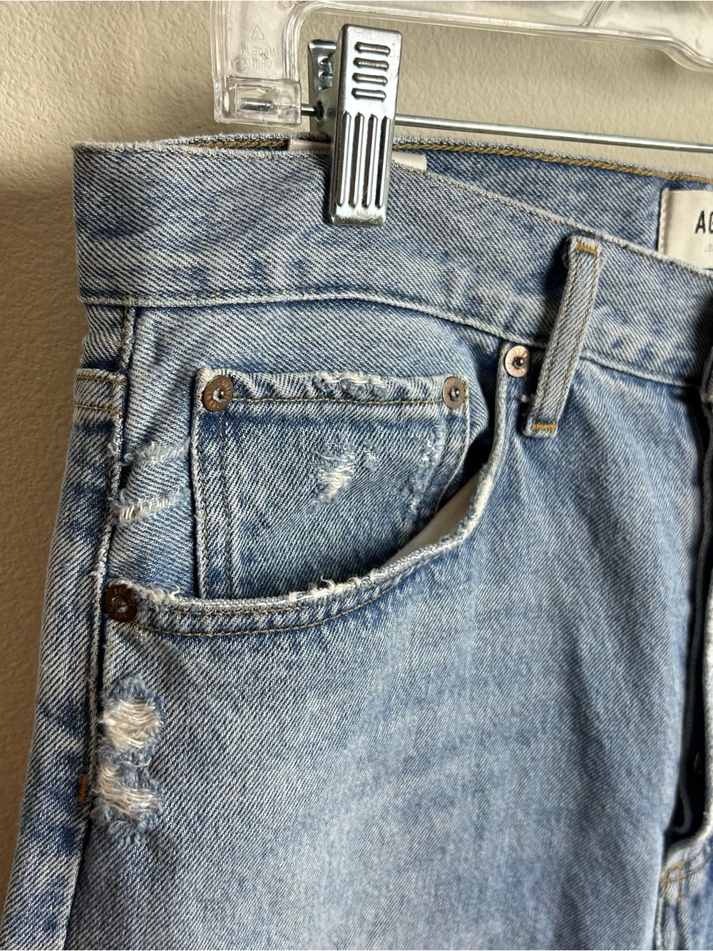 AGOLDE '90s Crop Mid Rise Loose Straight Jeans Distressed Sz 28 - Picture 7 of 13